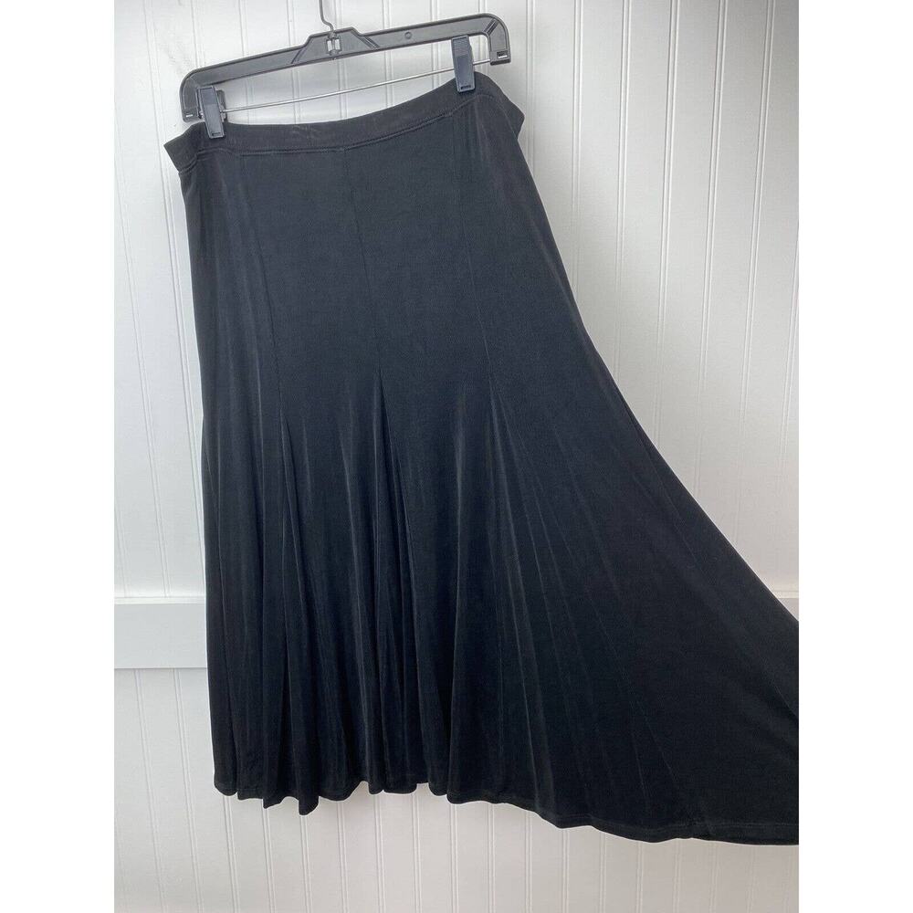 Slinky Knit Midi Skirt Small Laura Ashley Black Pleats Stretch Elastic Travel